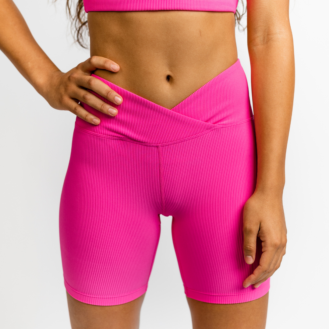 Women's Seamless Ribbed Bike Shorts - Colsie™ Pink L